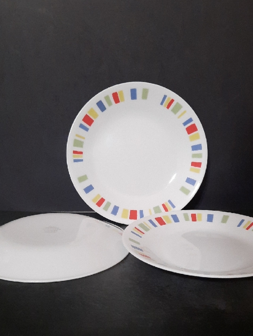 Set Of 3 Corelle Memphis Pattern Saucers - Picture 4 of 4